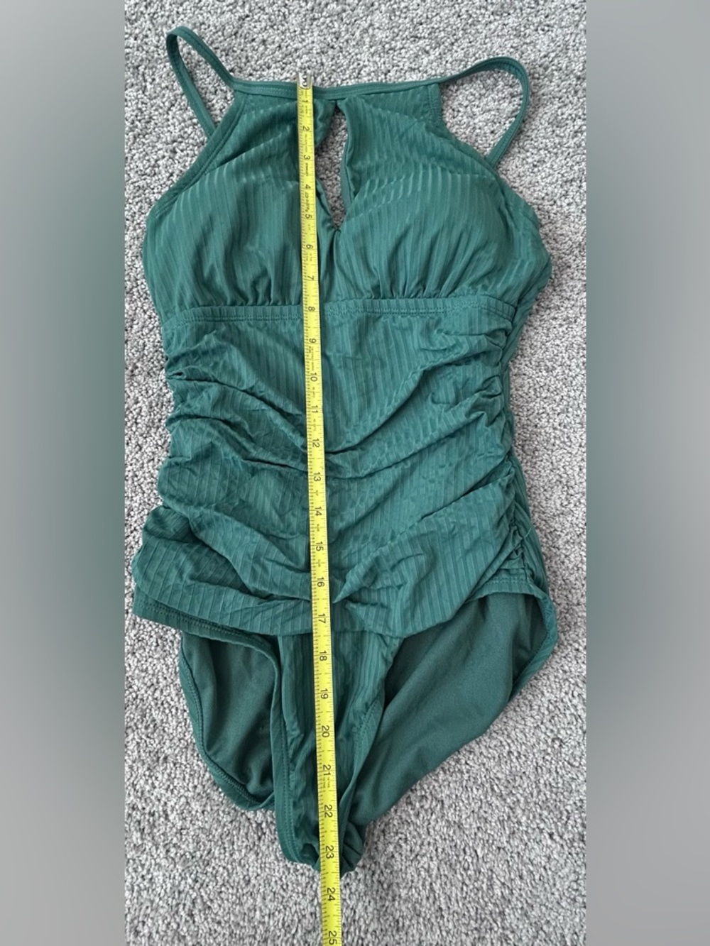Ellen Tracy, Green Ribbed One-Piece Swimsuit, Women’s, Size 8 - Picture 6 of 8